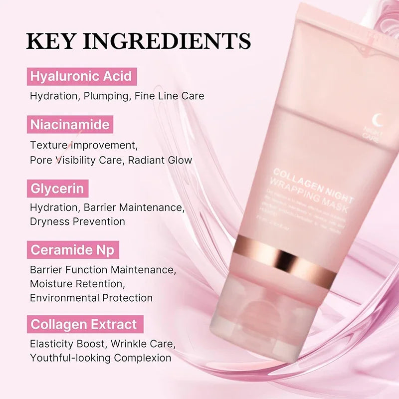 Masque Facial enveloppant au collagène coréen, élasticité, hydratation, réduit l'affaissement de la matité, soins pour la peau au collagène hydrolysé