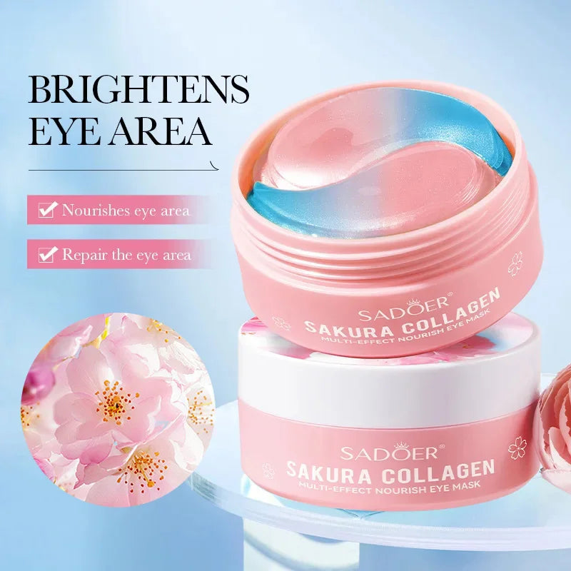 SADOER – masque pour les yeux au collagène Sakura, Anti-cernes, sacs pour les yeux, élimination, patchs hydratants et raffermissants, soins pour la peau, 60 pièces