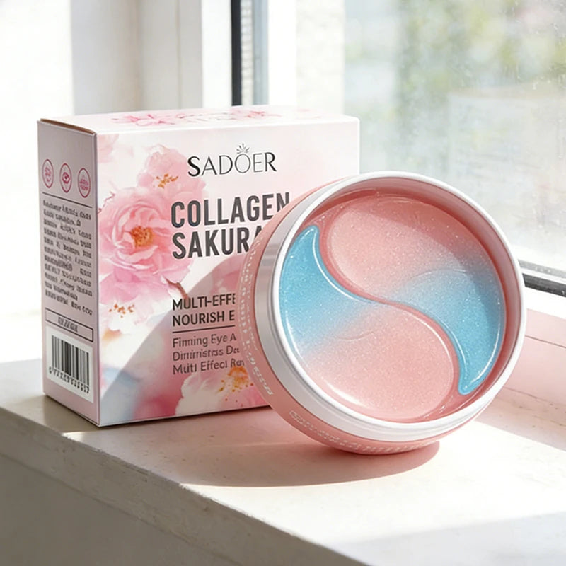 SADOER – masque pour les yeux au collagène Sakura, Anti-cernes, sacs pour les yeux, élimination, patchs hydratants et raffermissants, soins pour la peau, 60 pièces