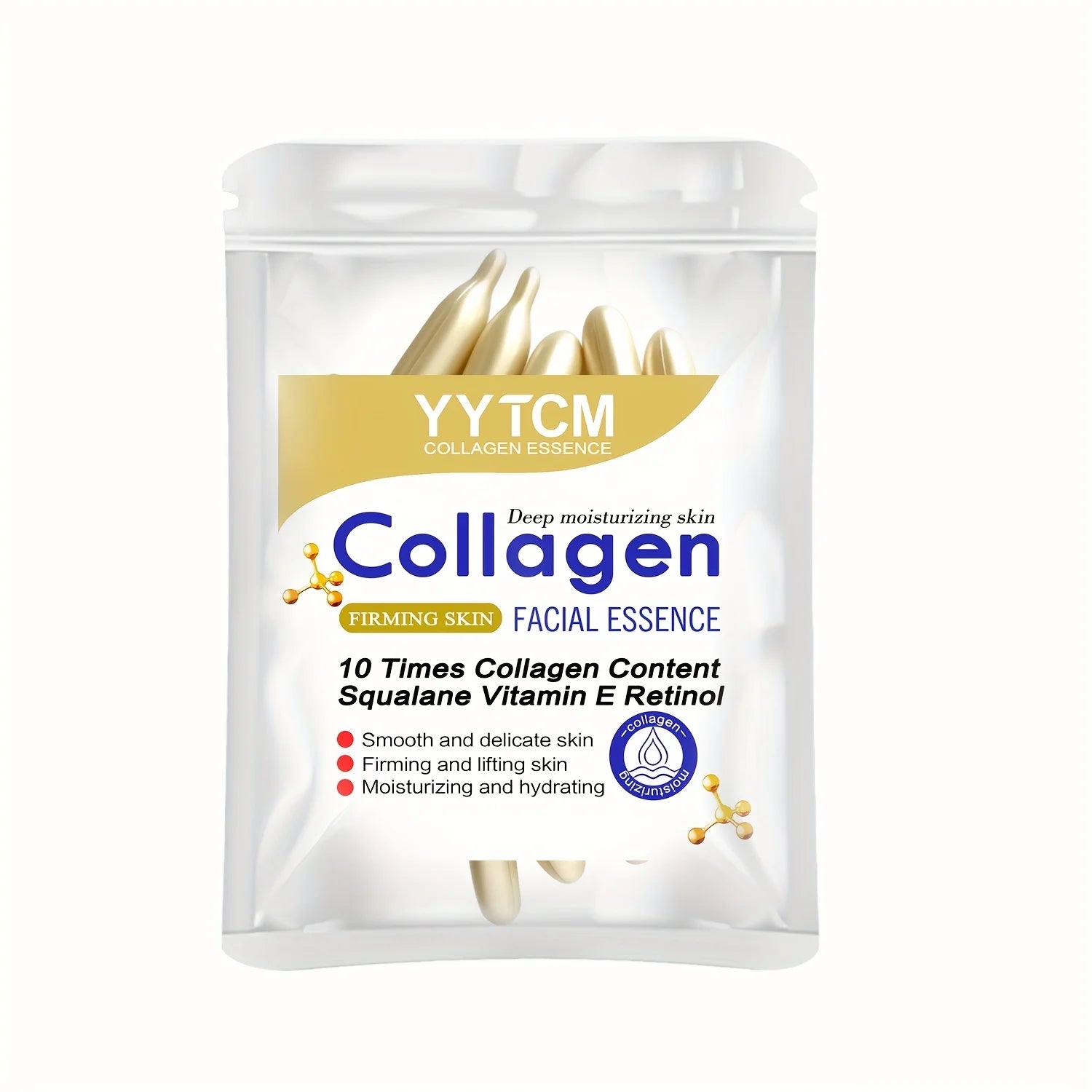 Essence de capsule raffermissante au collagène, hydrate et lisse la peau, contient du squalane à base de plantes, du rétinol, de la vitamine E, de l'essence hydratante profonde (0,4 g x 30 capsules)/sac-1