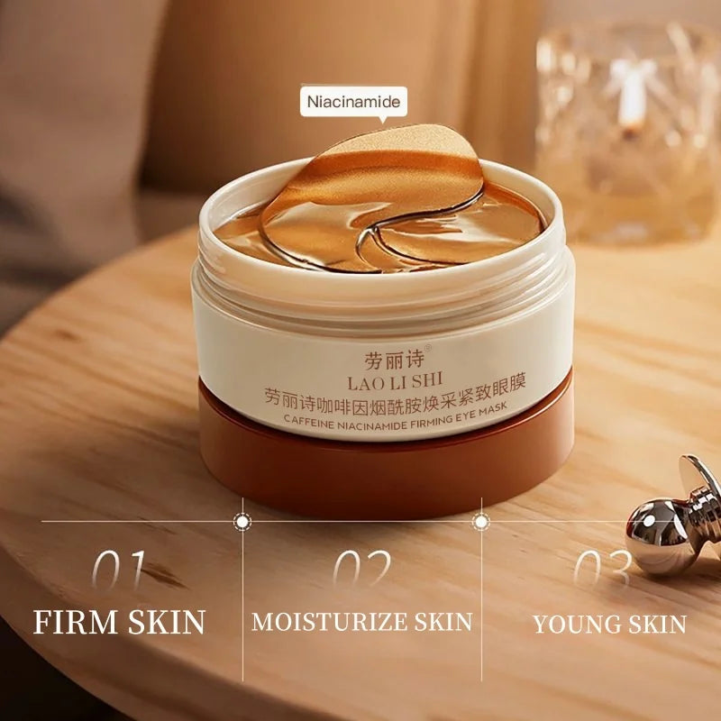 Boîte de 60 masques pour les yeux raffermissants à la caféine et à la nicotinamide, riches en ingrédients bénéfiques pour le corps, utilisables sur tout le visage, soulagent la fatigue oculaire à tout moment, hydratan