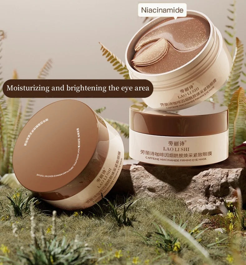 Boîte de 60 masques pour les yeux raffermissants à la caféine et à la nicotinamide, riches en ingrédients bénéfiques pour le corps, utilisables sur tout le visage, soulagent la fatigue oculaire à tout moment, hydratan