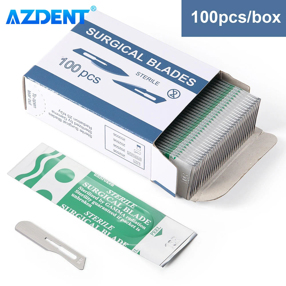AZDENT – bistouri chirurgical dentaire, lames stérilisées en acier au carbone, taille 10/10R/11/15, 100 pièces #   Instruments