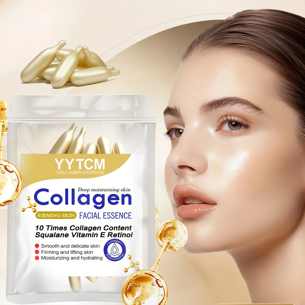 Essence de capsule raffermissante au collagène, hydrate et lisse la peau, contient du squalane à base de plantes, du rétinol, de la vitamine E, de l'essence hydratante profonde (0,4 g x 30 capsules)/sac-1