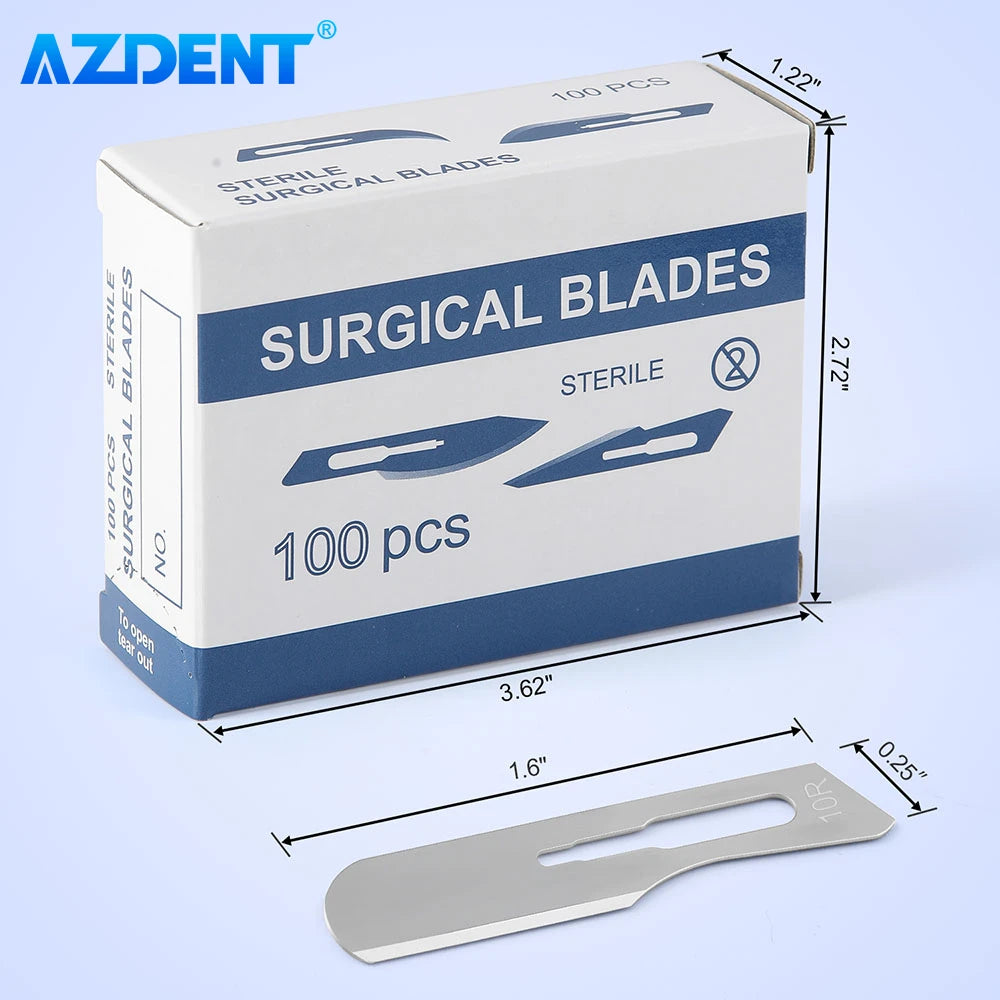 AZDENT – bistouri chirurgical dentaire, lames stérilisées en acier au carbone, taille 10/10R/11/15, 100 pièces #   Instruments