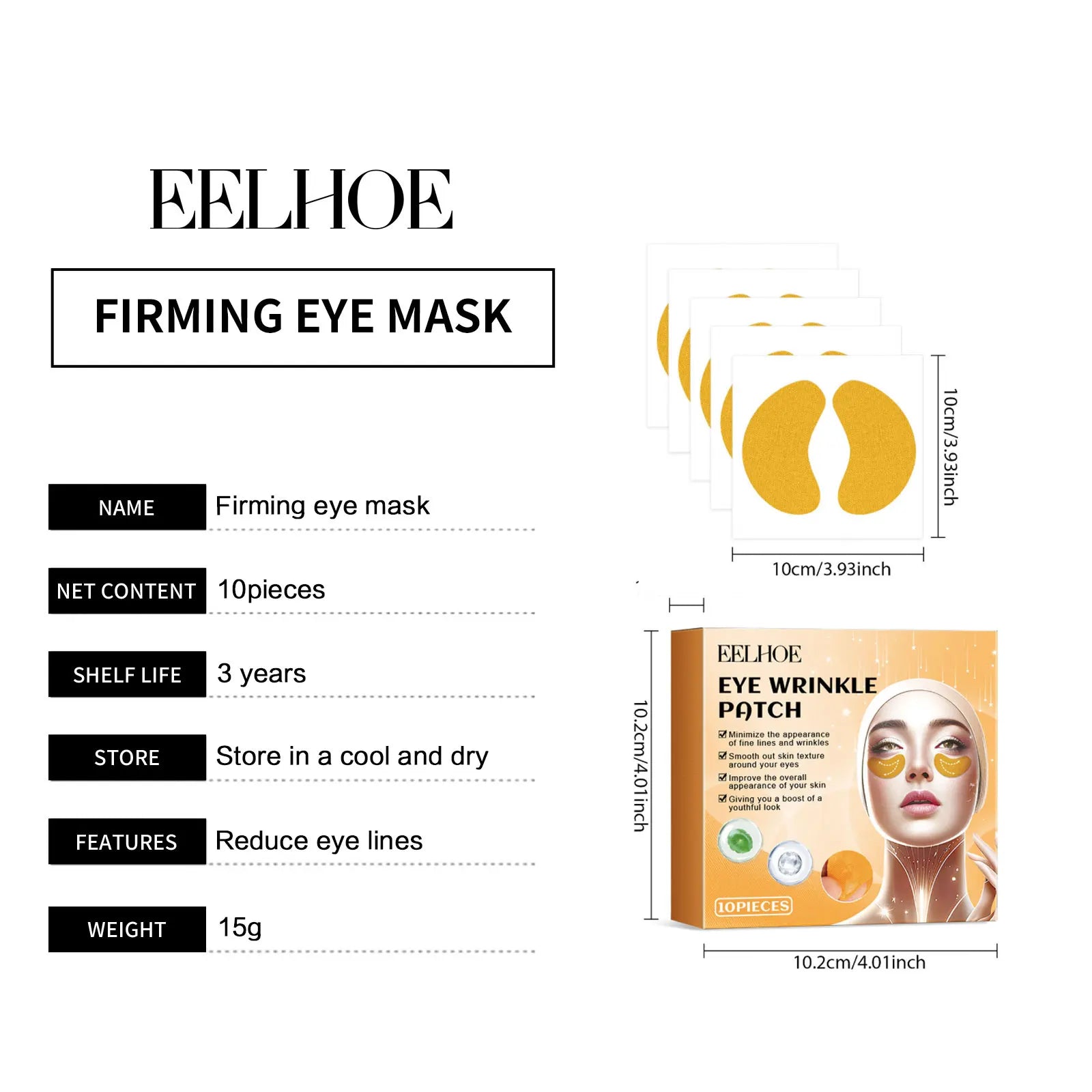 Patch de Gel nasolabial pour le front et les yeux, Anti-rides, élimination des lignes frontales, Anti-affaissement, masque raffermissant pour la peau, patchs de collagène à l'acide kojique