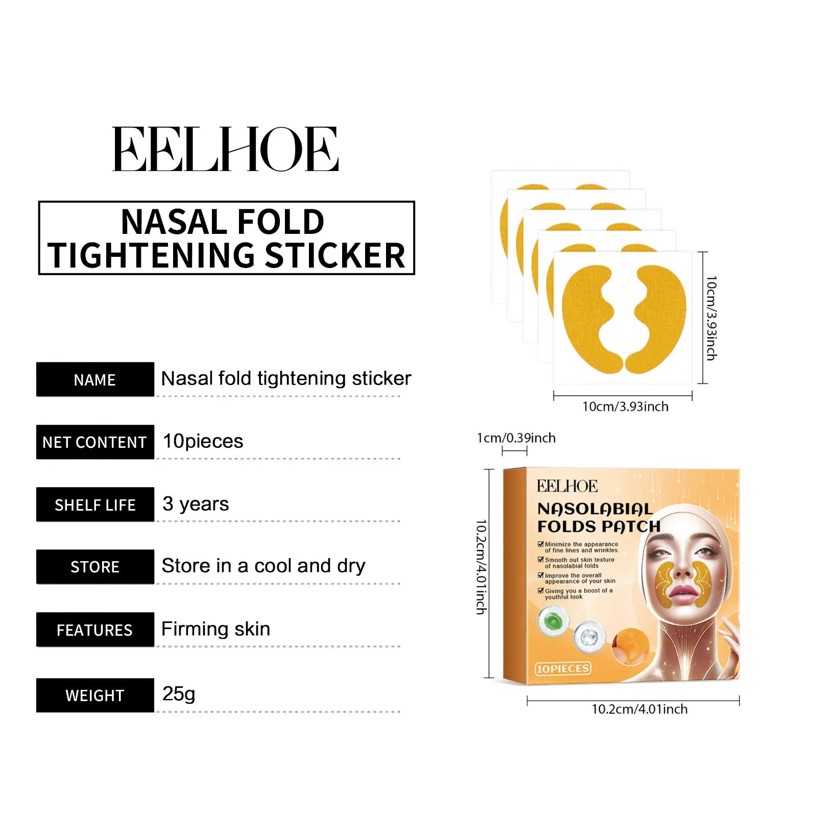 Patch de Gel nasolabial pour le front et les yeux, Anti-rides, élimination des lignes frontales, Anti-affaissement, masque raffermissant pour la peau, patchs de collagène à l'acide kojique